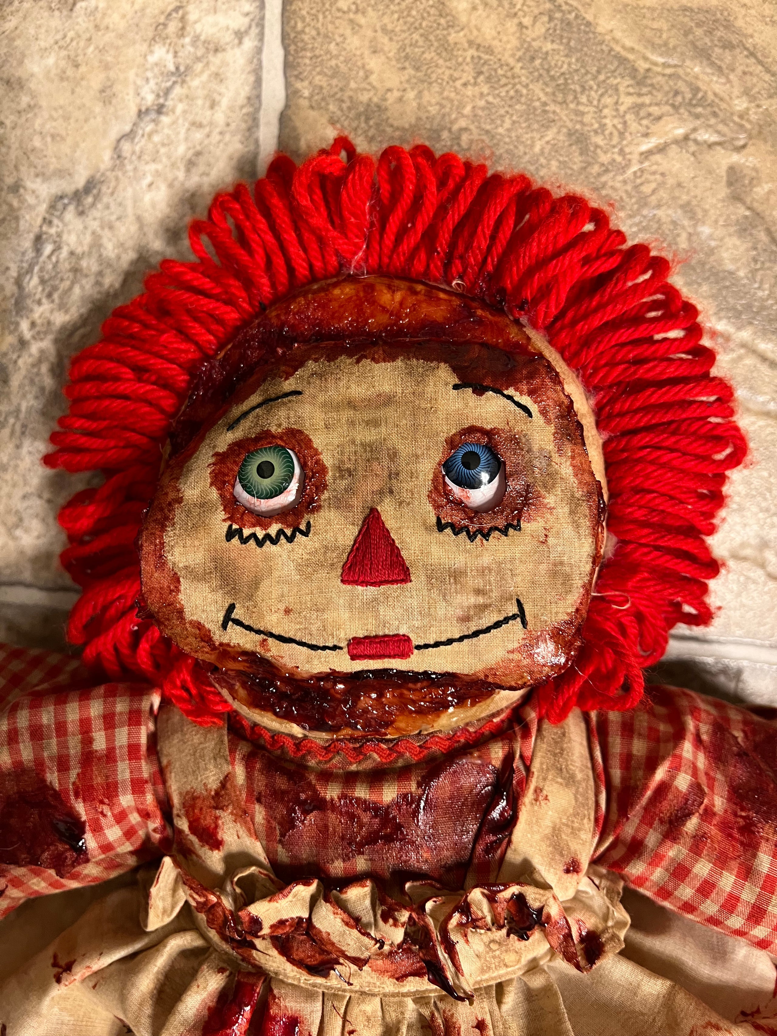 Horror Raggedy Ann Doll Face Peel TriHaunt Creations